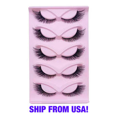 5 Pairs False Lashes Eyelashes Extension Cluster, Faux Mink Fluffy Long Full Look Eye Bottom